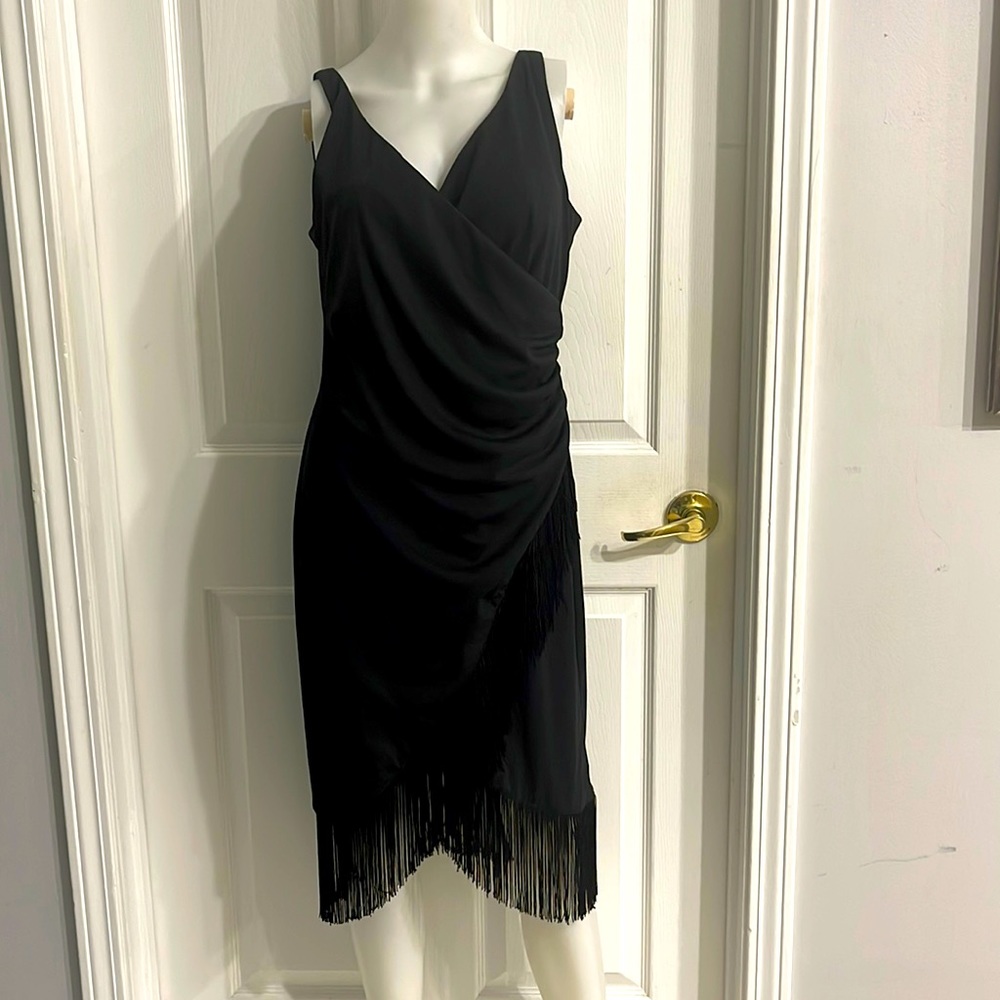 Vintage Lew Magram collection faux wrap dress with fringe 8